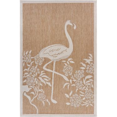 Zelar 5' x 7' Chamonix Flamingo Indoor/Outdoor Area Rug In Beige