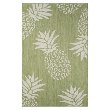 Zelar 7'9" x 9'9" Cartagena Pineapple Indoor/Outdoor Area Rug In Ivory and Green