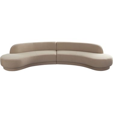 Zelda 2PC Modular Curved Armless Chaise In Light Camel Performance Velvet with 2 Accent Pillow Balls