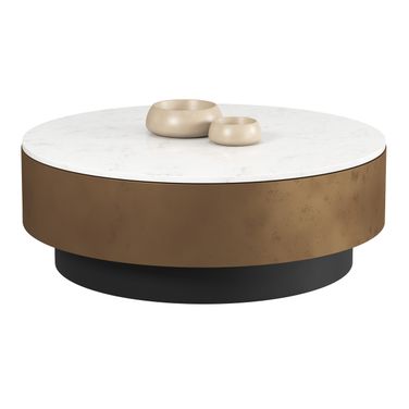 Zelda Coffee Table In Antique Brass and White