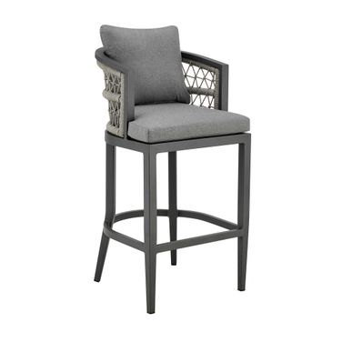 Zella Outdoor Patio Bar Stool In Earl Gray