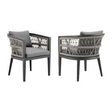 Zella Outdoor Patio Dining Chair Set of 2 In Earl Gray