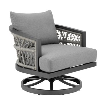 Zella Outdoor Patio Swivel Armchair In Earl Gray