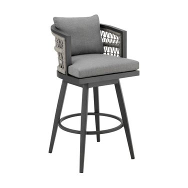 Zella Outdoor Patio Swivel Bar Stool In Earl Gray