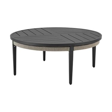 Zella Outdoor Round Coffee Table In Charcoal and Light Gray