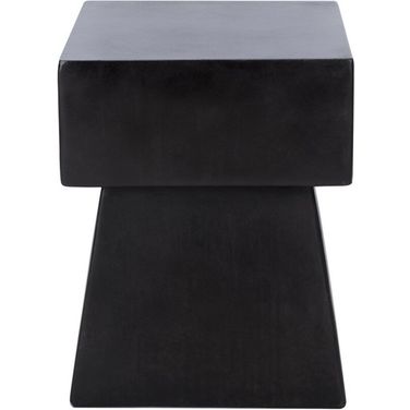 Zen Indoor-Outdoor Mushroom Modern Concrete 18.1 Inch Height Accent Table in Black