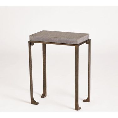 Zen Small Side Table with Flamed Granite In Bronze