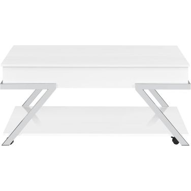 Zena Lift-Top Cocktail Table with Casters In White