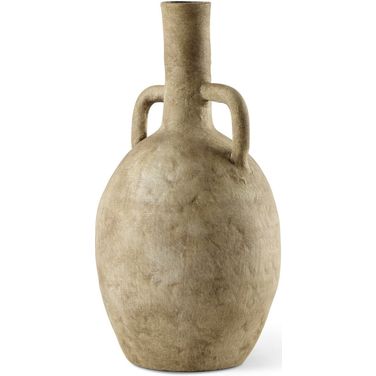 Zenni 6 x 12 Inch Ceramic Vase In Warm Beige