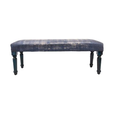 Zeno Antique Indoor Bench In Blue