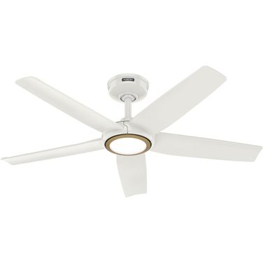 Zentech 44 Inch 5-Blade Wi-Fi Energy Star Damp Rated Ceiling Fan with LED Light Kit and Handheld Remote In Fresh White