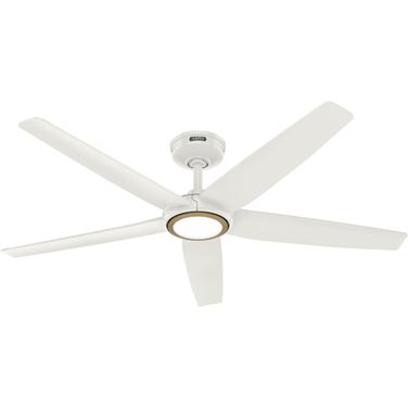 Zentech 52 Inch 5-Blade Wi-Fi Energy Star Damp Rated Ceiling Fan with LED Light Kit and Handheld Remote In Fresh White