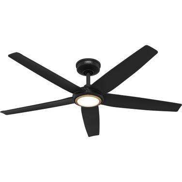 Zentech 52 Inch 5-Blade Wi-Fi Energy Star Damp Rated Ceiling Fan with LED Light Kit and Handheld Remote In Matte Black