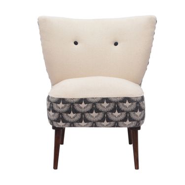 Zentra Geometric Upholstered Handmade Accent Chair In White and Black