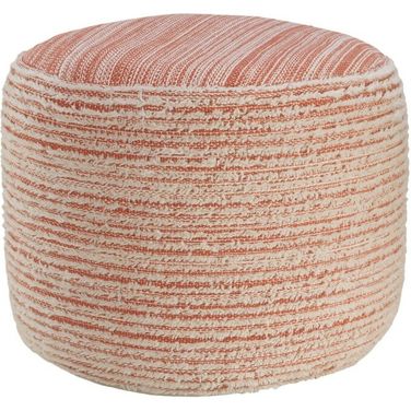 Zephy Coral Striped Ottoman Pouf In Pink