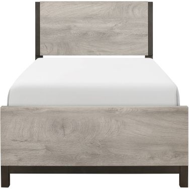 Zephyr Light Gray And Black Twin Panel Bed