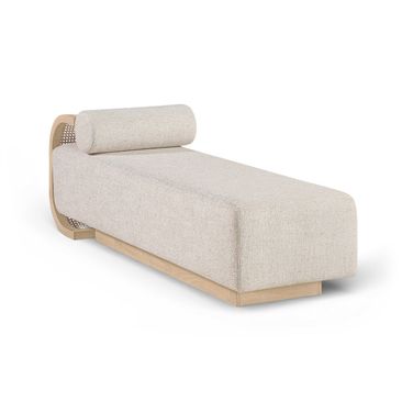 Zephyr Linen Textured Fabric Upholstered Chaise In Beige