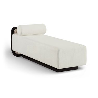 Zephyr Linen Textured Fabric Upholstered Chaise In Cream