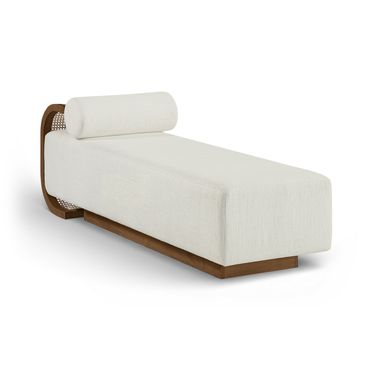 Zephyr Linen Textured Fabric Upholstered Chaise In Cream