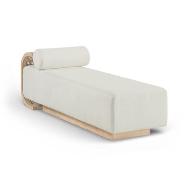 Zephyr Linen Textured Fabric Upholstered Chaise In Cream