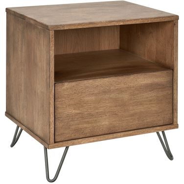 Zest 1-Drawer Solid Wood Nightstand In Washed Oak
