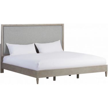 Zest Queen Upholstered Bed With Nailhead Trim In Greige