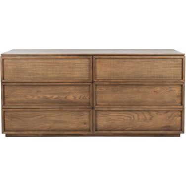 Zeus 6 Drawer Wood Dresser In Medium Oak