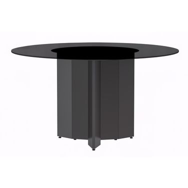 Zevro 71 Inch Round Dining Table with Glass Top In Gold and Black