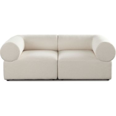 Zia 2PC Modular Sofa In Ivory Sherpa Fabric