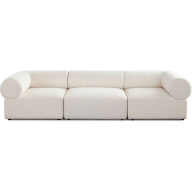 Zia 3PC Modular Sofa In Ivory Sherpa Fabric