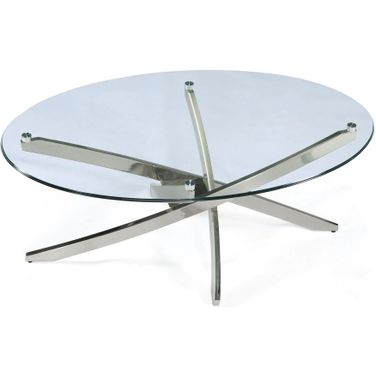 Zila Oval Cocktail Table In Brushed Nickel