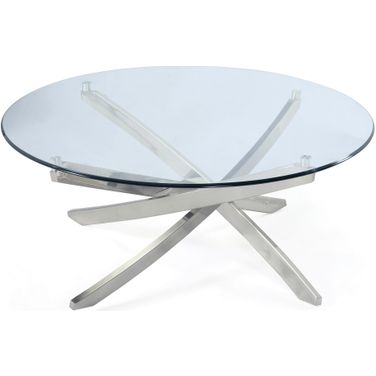 Zila Round Cocktail Table In Brushed Nickel