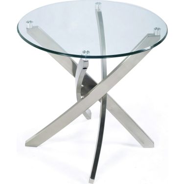 Zila Round End Table In Brushed Nickel