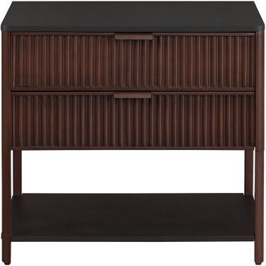 Zimmerlee 2-Drawer Side Table with Shelf In Rust Brown and Black