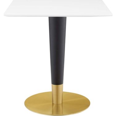 Zinque 28 Inch Square Dining Table In Gold and White