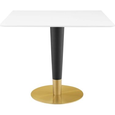 Zinque 36 Inch Square Dining Table In Gold and White