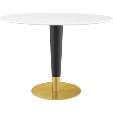 Zinque 42 Inch Oval Dining Table In Gold and White