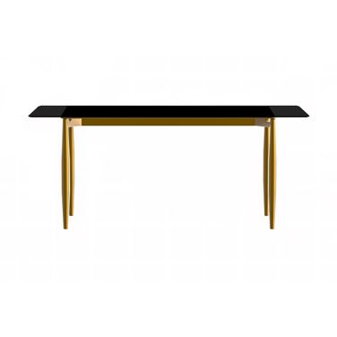 Zinti 55 Inch Dining Table with Glass Top In Black and Bronze