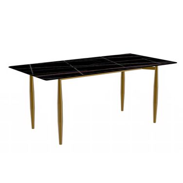 Zinti 55 Inch Dining Table with Sintered Stone Top In Black and Bronze
