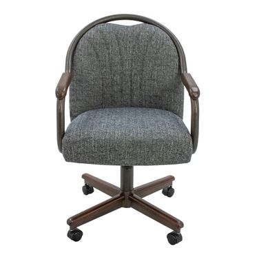 Zip Ship Dining Chair Caster Swivel Tilt Fabric Dinning Chair In Walnut and Texture Bronze