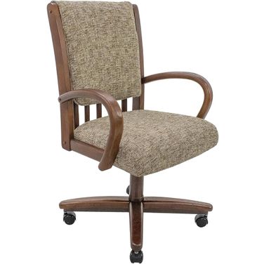 Zip Ship Dining Chair Caster Swivel Tilt Fabric Dinning Chair In Walnut