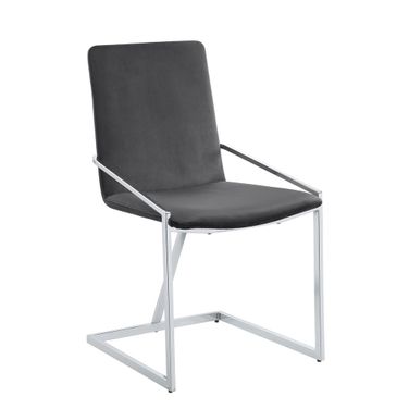 Zlatan Side Chair Set of 2 In Gray Velvet and Chrome