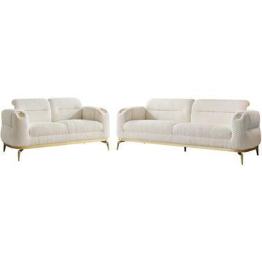 Zoe Living Room Set In Cream
