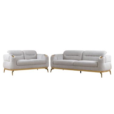 Zoe Living Room Set In Gray
