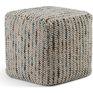 Zoey Cotton and Wool Woven Cube Pouf In Multicolor