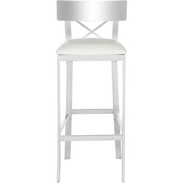 Zoey White and Chrome 39 Inch Stainless Steel Cross Back Bar Stool