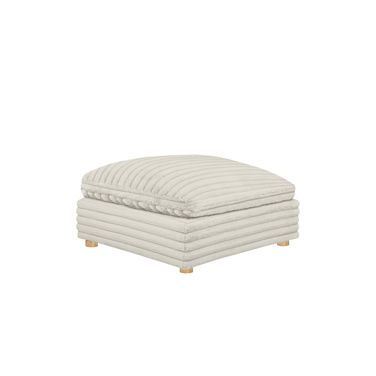 Zoie Corduroy Velvet Ottoman in Beige