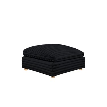 Zoie Corduroy Velvet Ottoman in Black