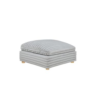 Zoie Corduroy Velvet Ottoman in Light Gray