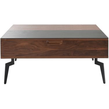 Zola Square Lift-Top Coffee Table with Sintered Stone Panel In Walnut and Black